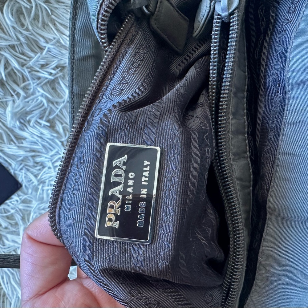 Authentic PRADA Vintage Mini Tote Bag Handbag Nylon in Khaki - Picture 9 of 13